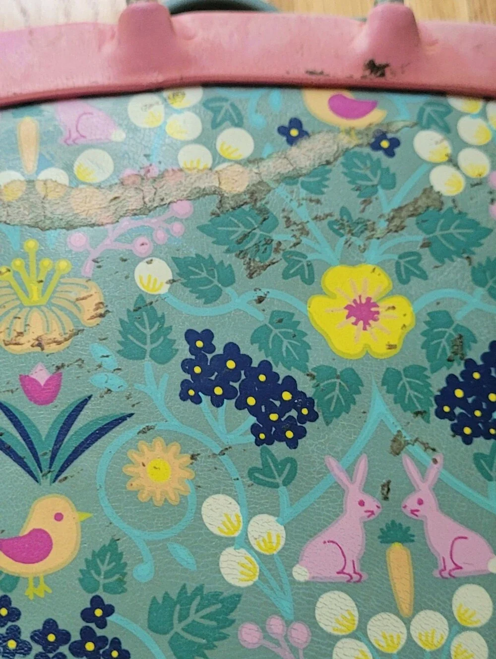 Girls' Floral Teal & Pink Landchief Rain Boots SIZE 1